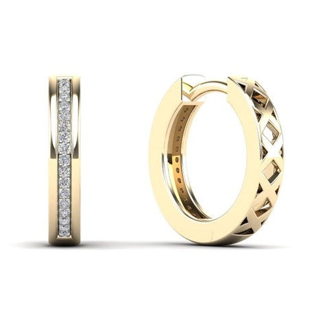 14K Gold Genuine Natural Diamond Huggie Earrings