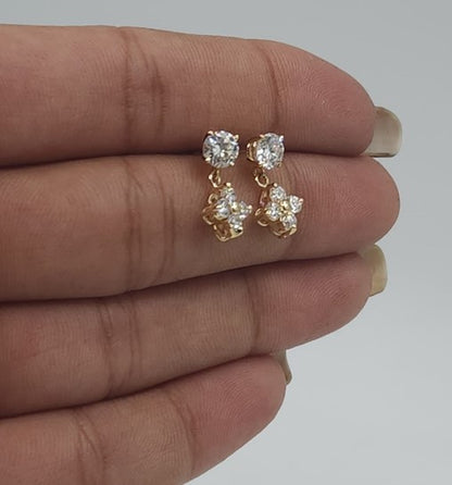 14Kt Gold 0.96 Ct Clover Lab Grown Diamond Earrings Dangle Earrings 4 Stone Earrings