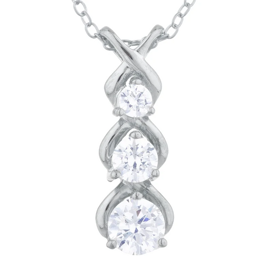 14Kt Gold 0.60 Ct Lab Grown 3 Diamonds Pendant Necklace