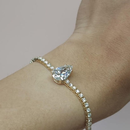 14Kt Gold 4.25 Ct Teardrop Lab Grown Diamond Tennis Bracelet