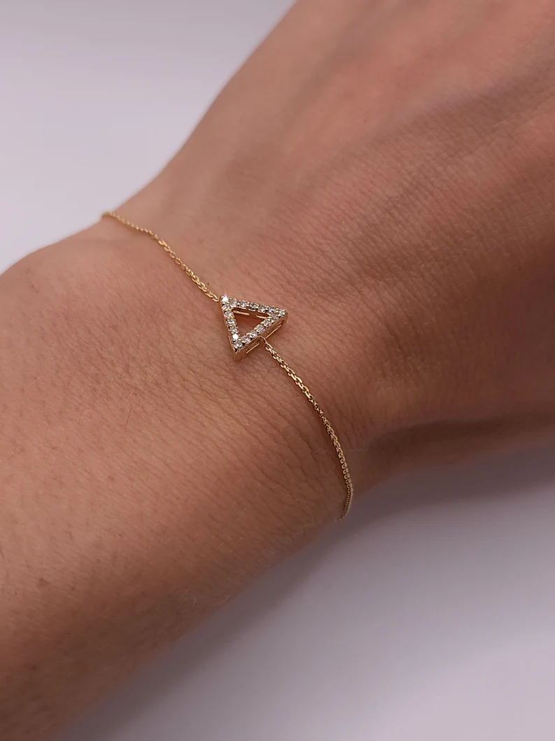 14Kt Gold Lab Grown Diamond Open Triangle Bracelet