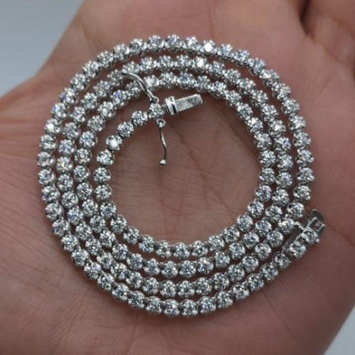 14Kt Gold 4 Ct Lab Grown Diamond Buttercup Tennis 16 inch Necklace