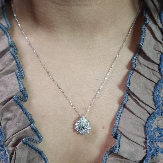 14Kt Gold 2.52 Ct Teardrop Lab Grown Diamond Halo Pendant