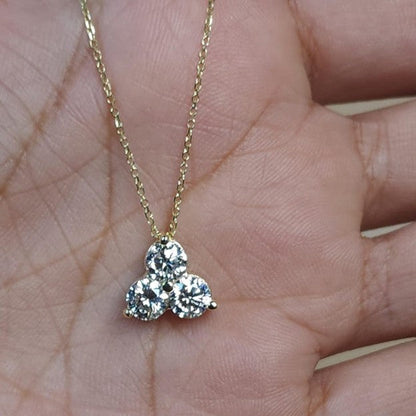 14Kt Gold 1.20 Ct 3 Stone Lab Grown Diamond Pendant