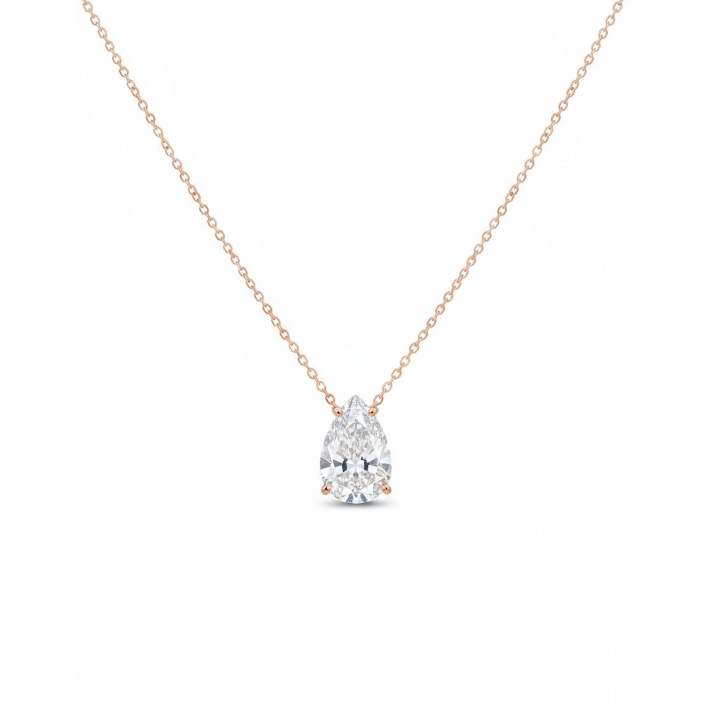 14Kt Gold 1.50 Ct IGI Certified Pear Shape Lab Grown Diamond Solitaire Pendant