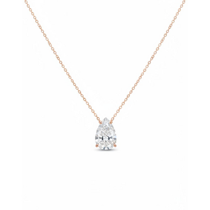 14Kt Gold 1.50 Ct IGI Certified Pear Shape Lab Grown Diamond Solitaire Pendant