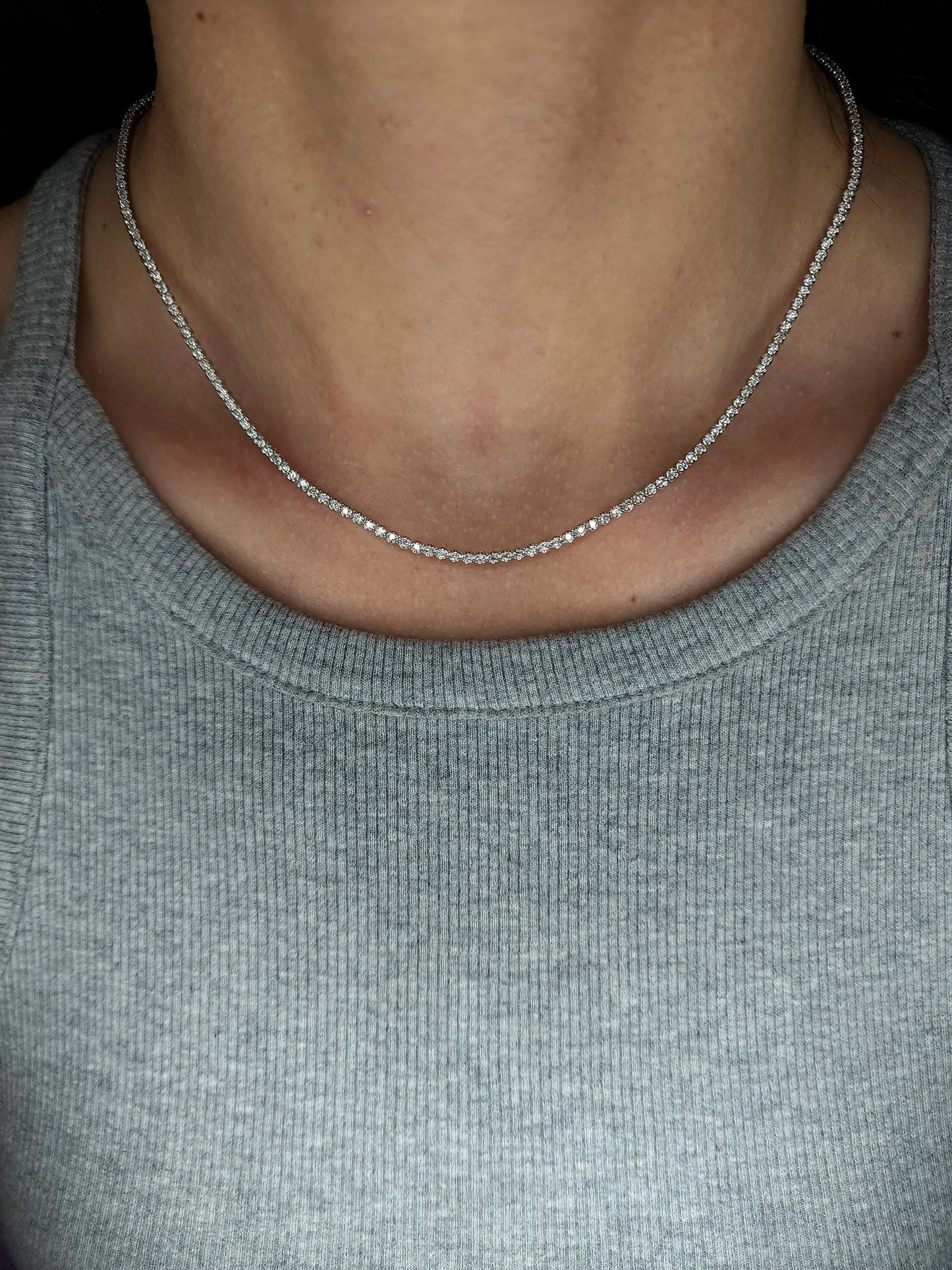 14Kt Gold 2.35 Ct 17 Inch Lab Grown Diamond Tennis Necklace