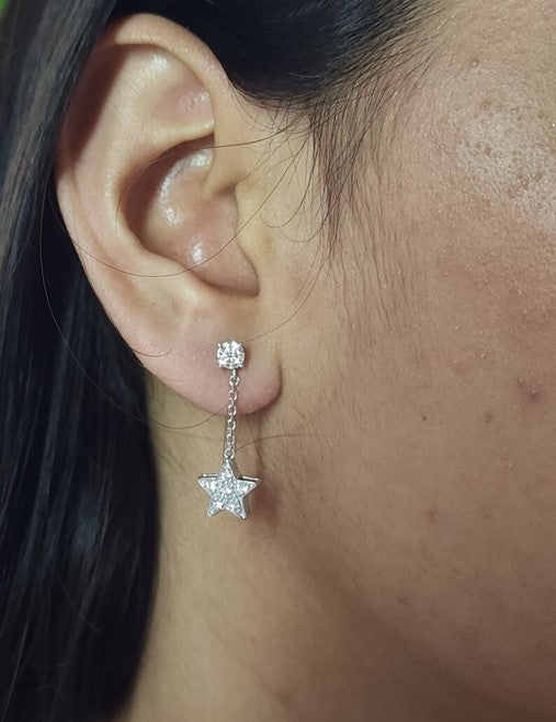 14Kt Gold 0.80 Ct Lab Grown Star Diamond Dangle Stud Earrings