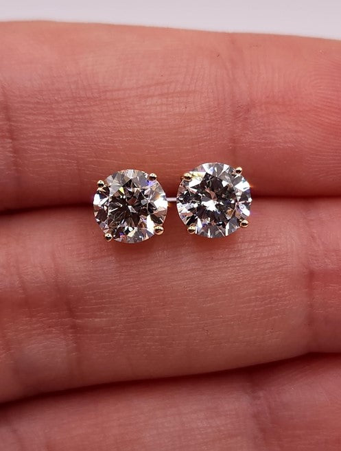 14Kt Gold 3 Ct Lab Grown Diamond Stud Earrings