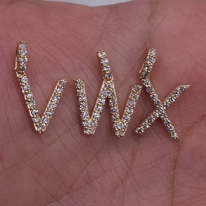 14Kt Gold Initial Letter 0.36 Ct Lab Grown Diamond Pendant