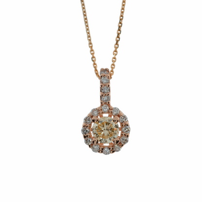 14K Gold 1.31 Ct Lab Grown Diamond Halo Pendant Necklace