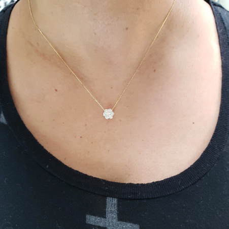 14Kt Gold 0.70 Ct Lab Grown Diamond Cluster Pendant Necklace