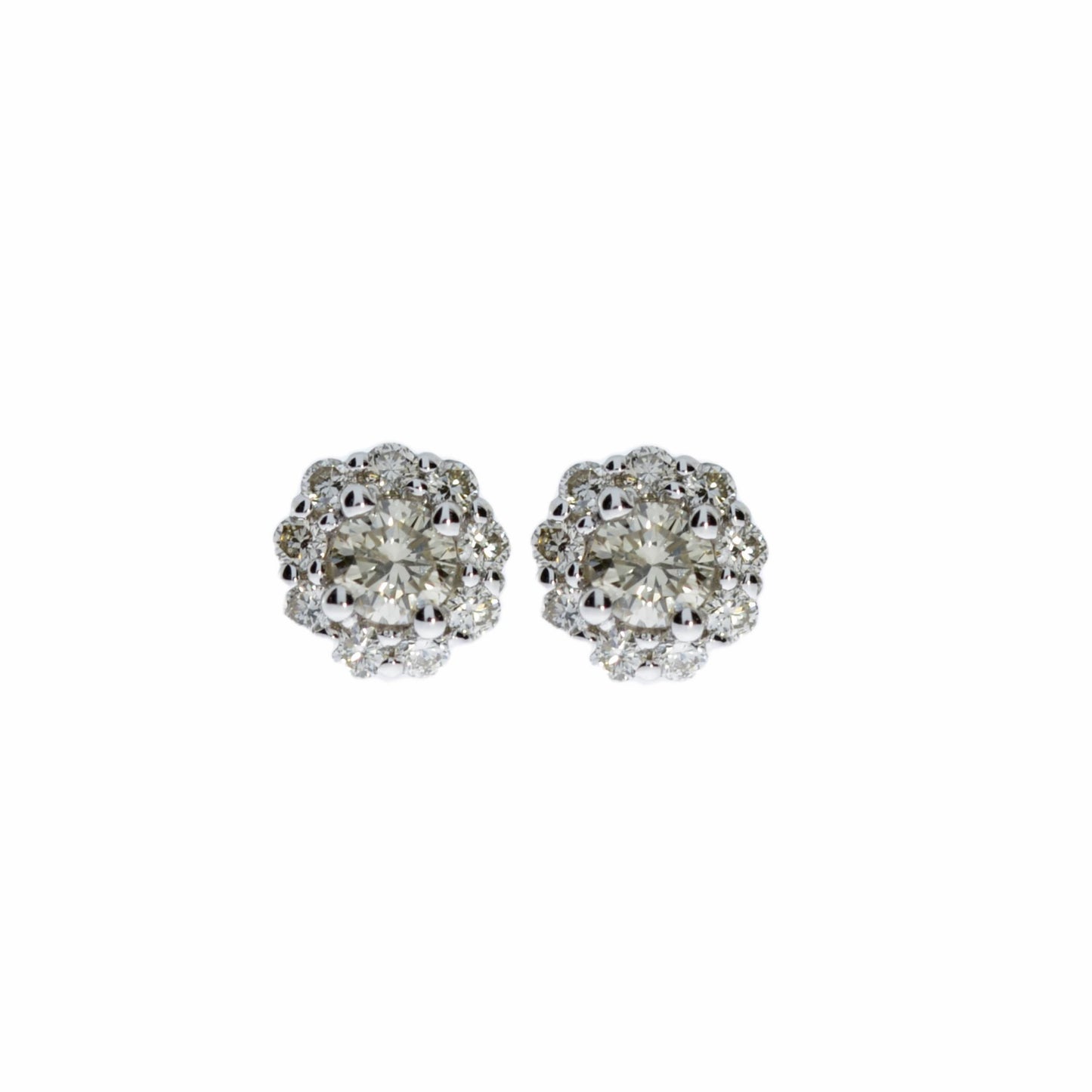 14Kt Gold 0.67 Ct Lab Grown Diamond Halo Earrings