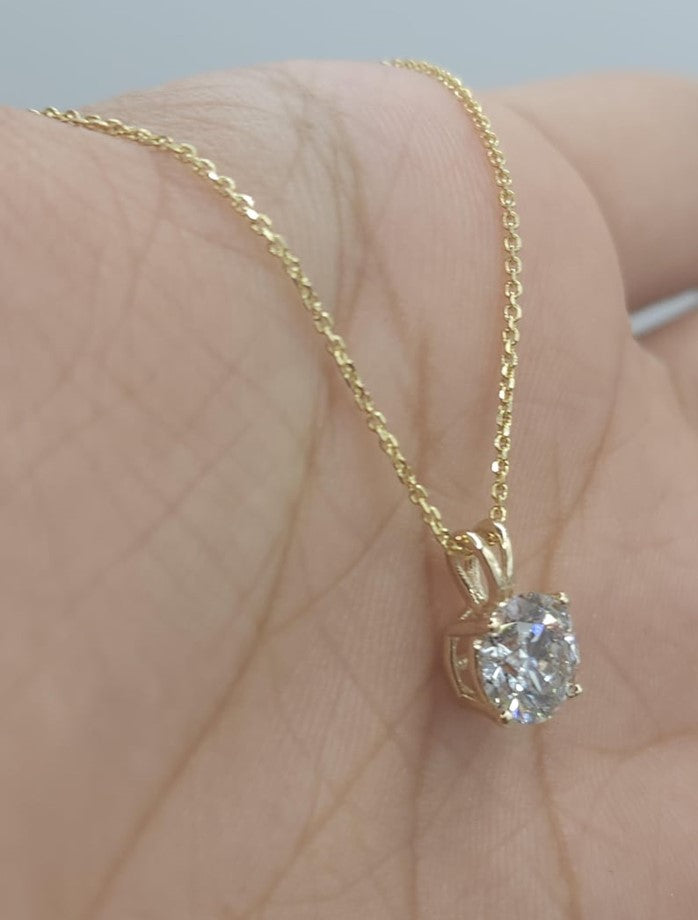 14Kt Gold 1 Ct Lab Grown Diamond Pendant Necklace