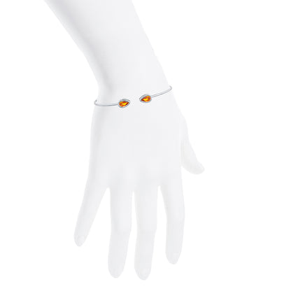 14Kt Gold Orange Citrine Pear Bezel Bangle Bracelet