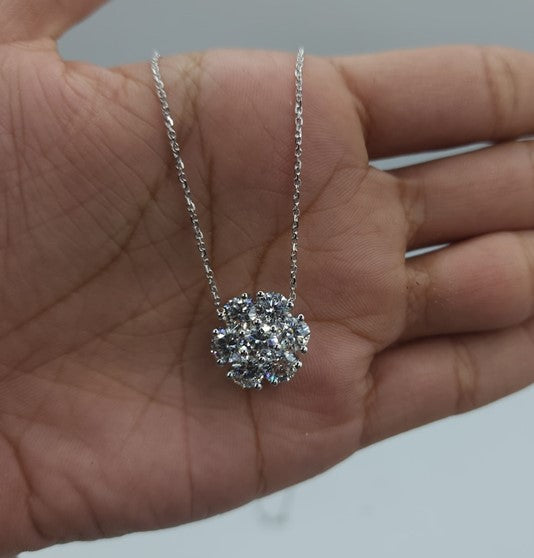 14Kt Gold 3.50 Ct Lab Grown Diamond Cluster Necklace