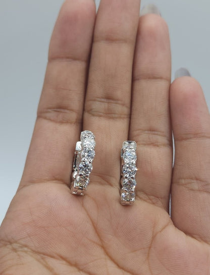 14Kt Gold 2.20 Ct Lab Grown Diamond Huggie Hoop Earrings