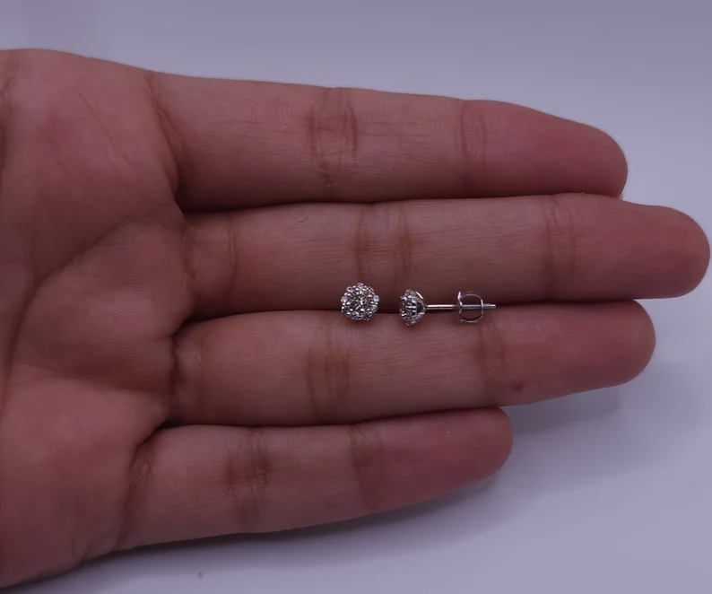14Kt Gold 0.34 Ct Lab Grown Diamond Halo Earrings