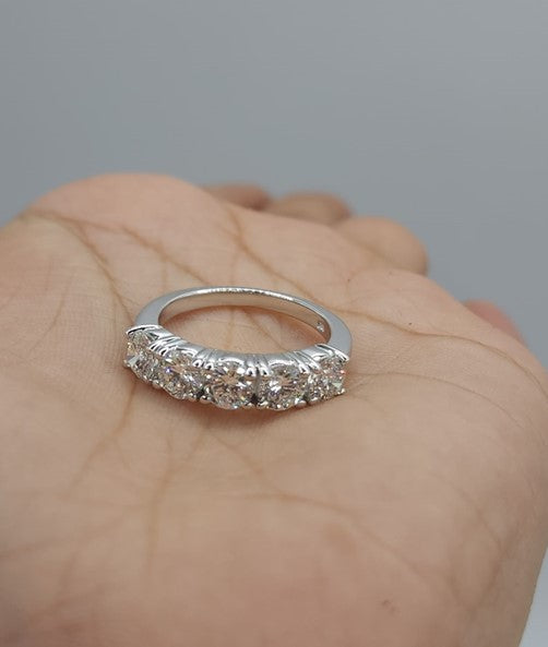 14K Gold 2 Ct 5 Stone Half Eternity Lab Grown Diamond Ring