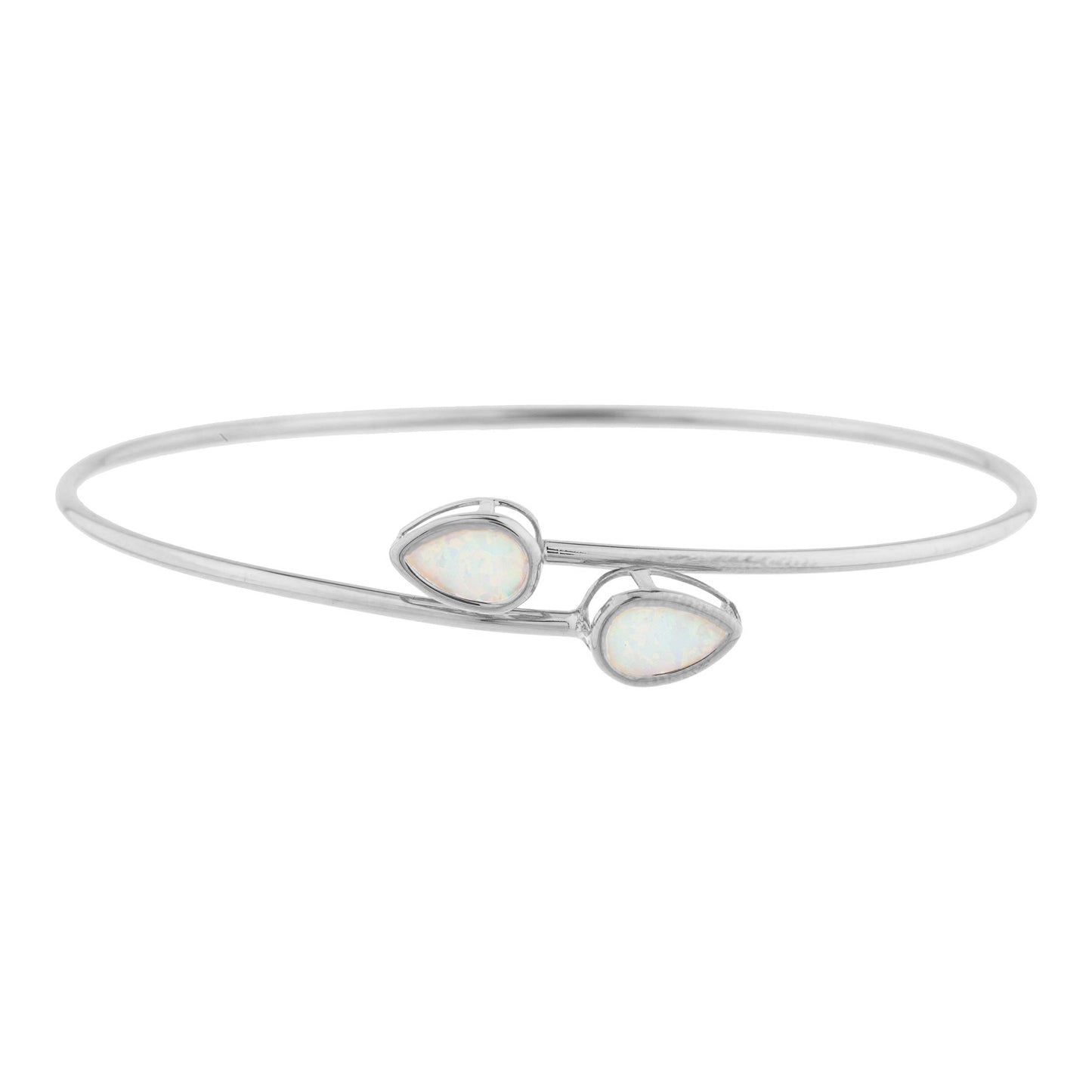 14Kt Gold Opal Pear Bezel Bangle Bracelet