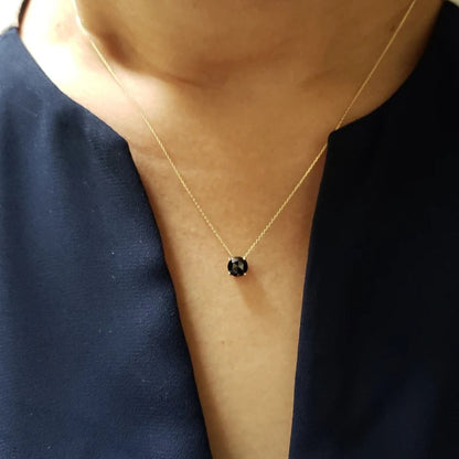 14Kt Gold 0.60 Ct Rose Cut Black Diamond Pendant