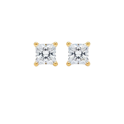 14Kt Gold 0.25 Ct Princess Cut Lab Grown Diamond Stud Earrings