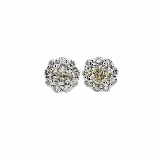 14Kt Gold 0.42 Ct Lab Grown Diamond Halo Earrings