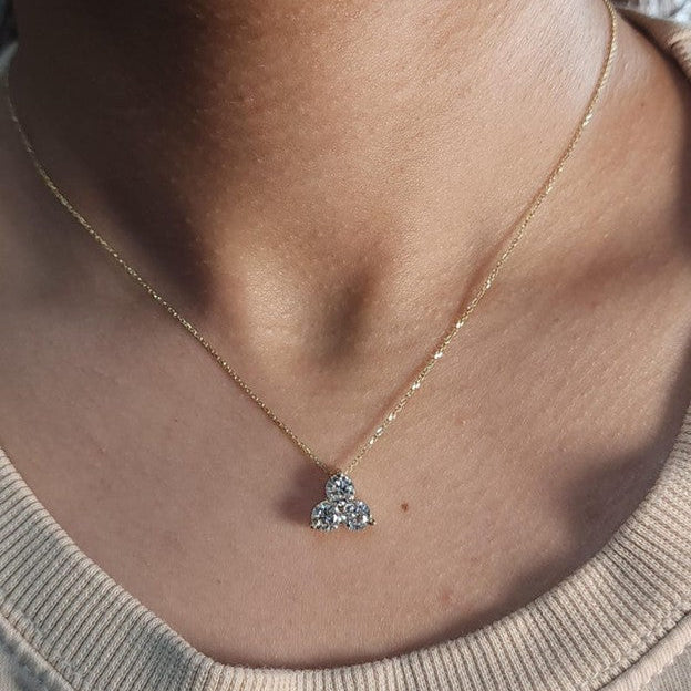 14Kt Gold 1.20 Ct 3 Stone Lab Grown Diamond Pendant