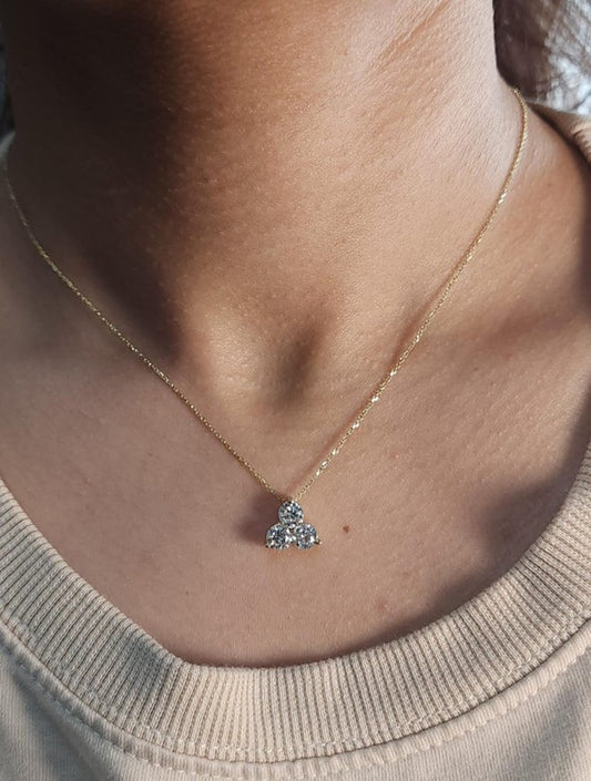 14Kt Gold 1.20 Ct 3 Stone Lab Grown Diamond Pendant