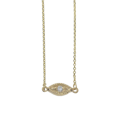14Kt Gold Lab Grown Eye Diamond Double Side Pendant Necklace