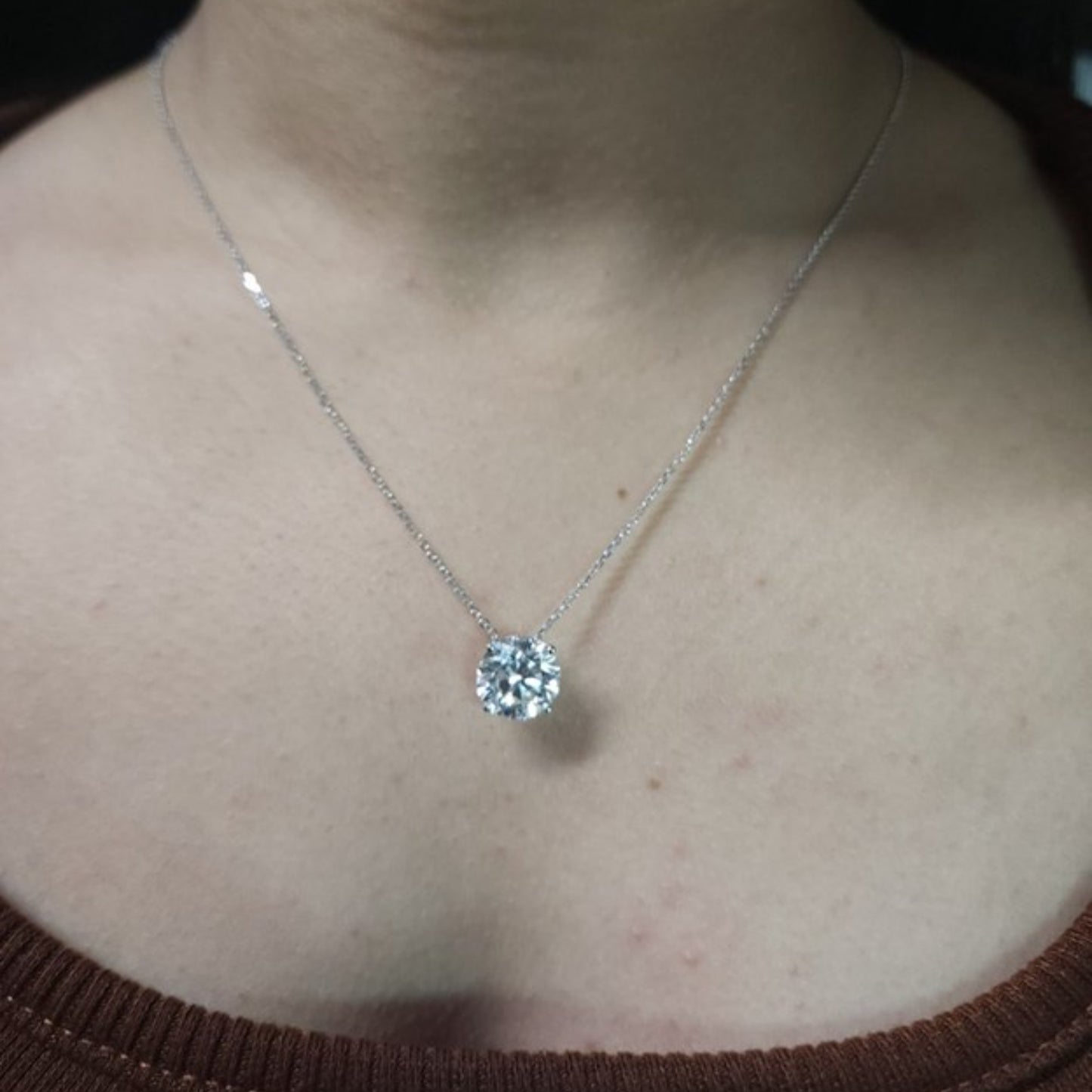 14Kt Gold 3.50 Ct Lab Grown IGI Certified Diamond Pendant Necklace