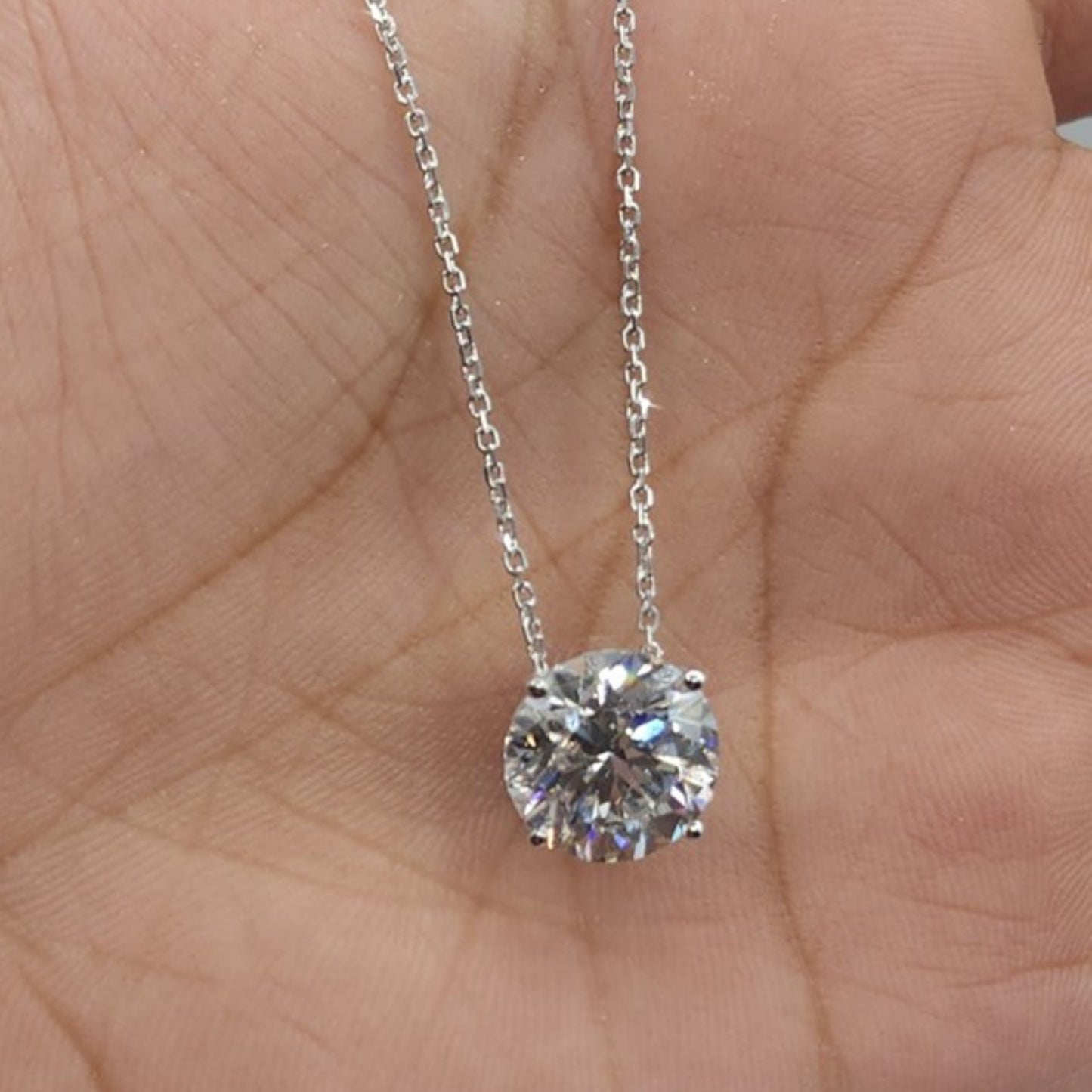 14Kt Gold 3.50 Ct Lab Grown IGI Certified Diamond Pendant Necklace