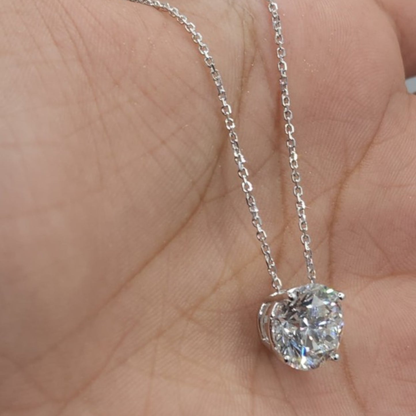 14Kt Gold 4 Ct Lab Grown IGI Certified Diamond Pendant Necklace