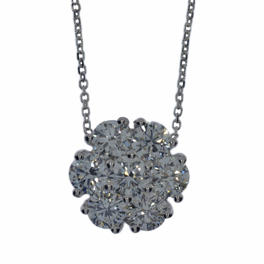 14Kt Gold 3.50 Ct Lab Grown Diamond Cluster Necklace