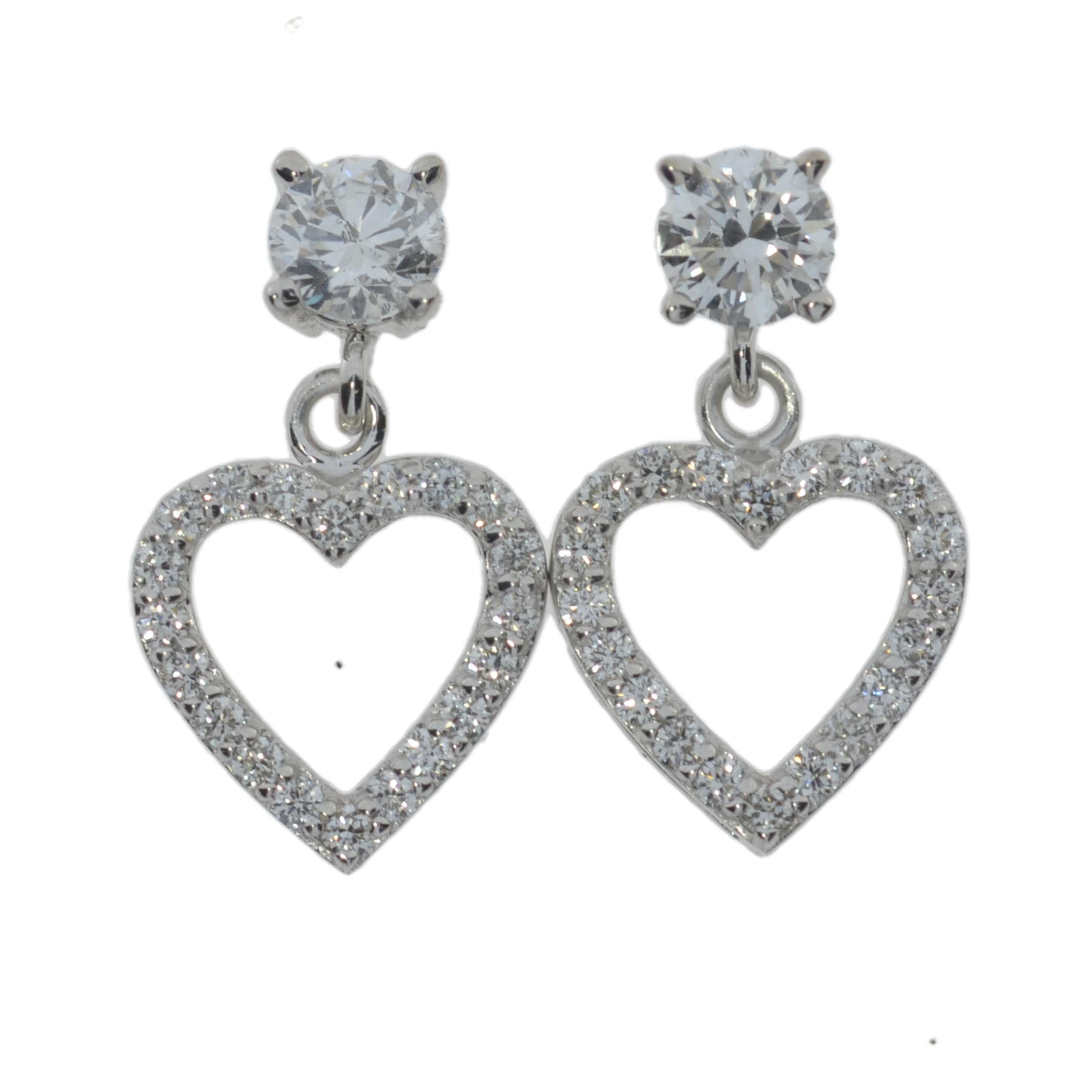 14Kt Gold 0.75 Ct Lab Grown Diamond Open Heart Dangle Stud Earrings