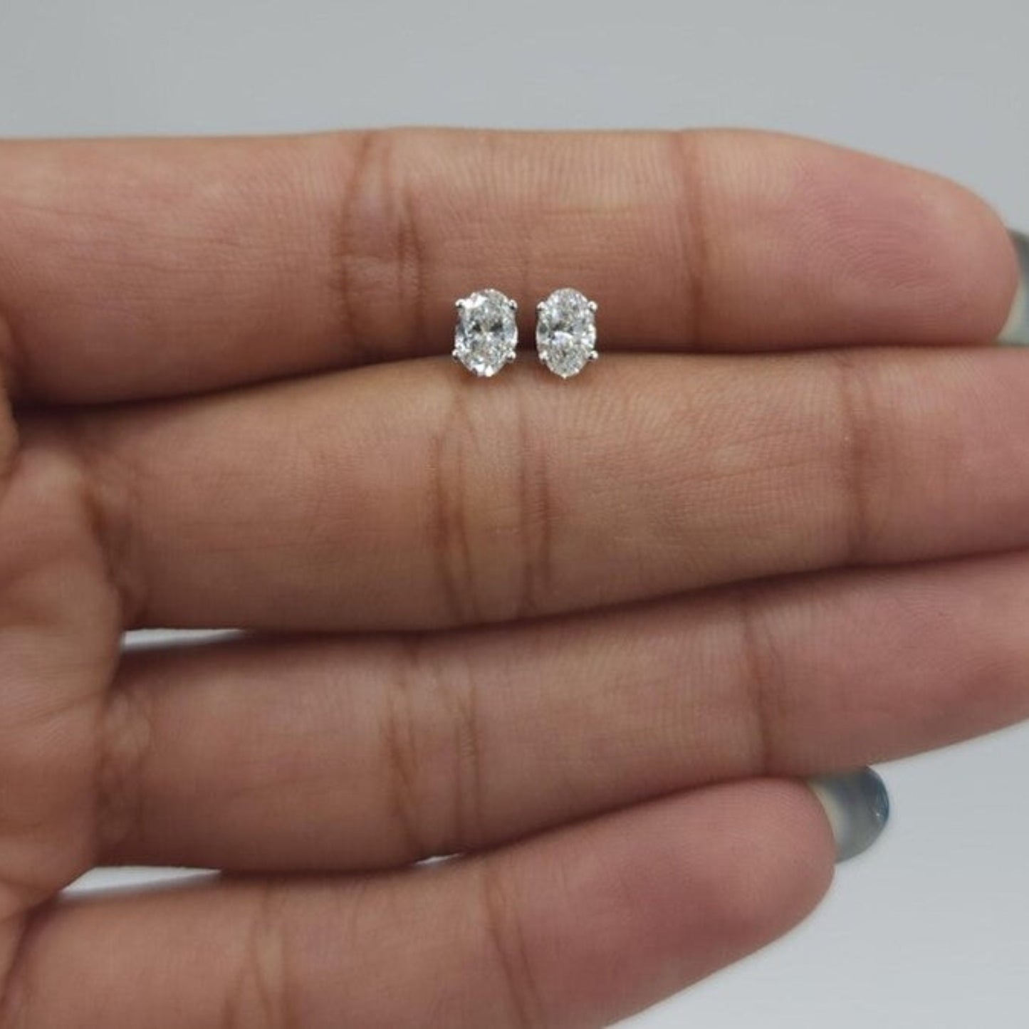 0.50 Ct Lab Grown Diamond Oval Stud Earrings .925 Sterling Silver