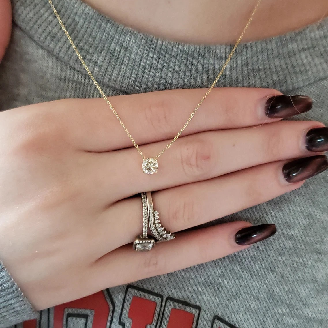 14Kt Gold 0.50 Ct Lab Grown Diamond Pendant Necklace