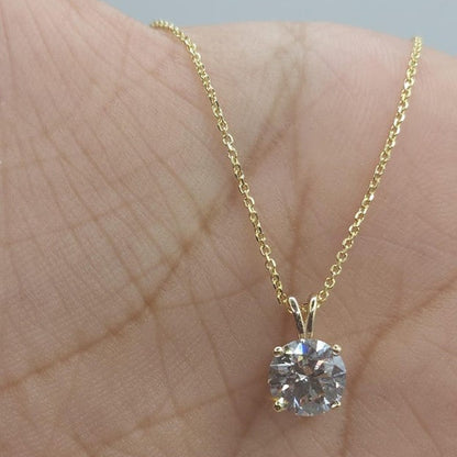 14Kt Gold 1 Ct IGI Certified Lab Grown Diamond Pendant Necklace