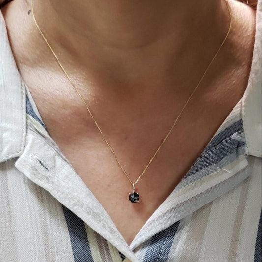 14Kt Gold 0.75 Ct Rose Cut Black Diamond Pendant