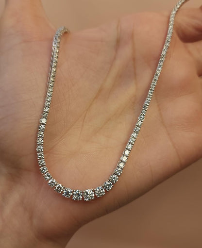 14Kt Gold 7.14 Ct Lab Grown Diamond Graduated Tennis Necklace