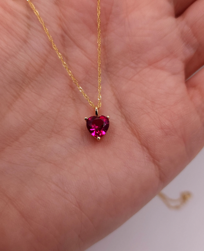 14Kt Gold Ruby Heart Pendant Necklace