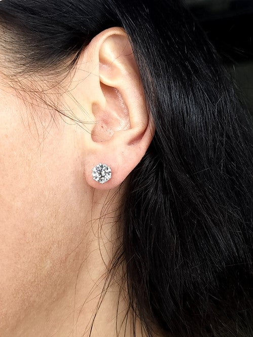 14Kt Gold 4 Ct 6 prong Lab Grown Diamond Earrings