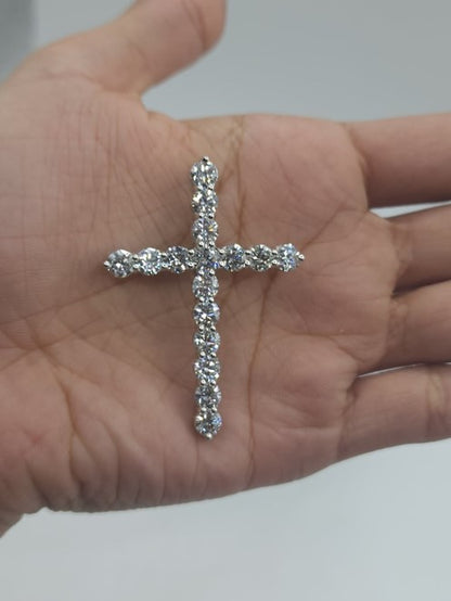 14Kt Gold 6 Ct Lab Grown Diamond Cross Pendant