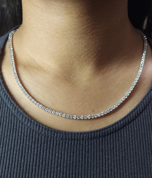 14Kt Gold 10 Ct 17-inch Lab Grown Diamond Tennis Necklace