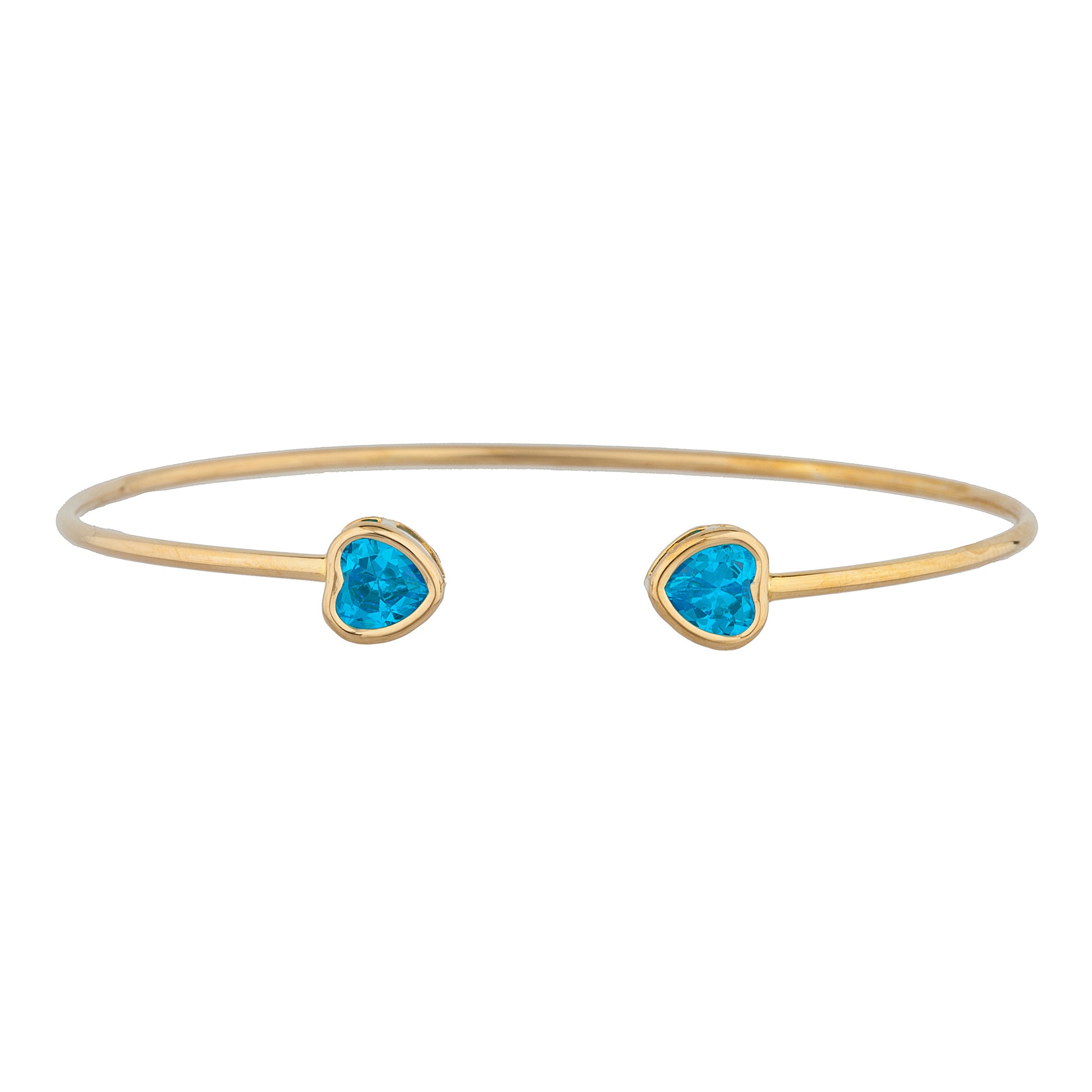 14Kt Gold Swiss Blue Topaz Heart Bezel Bangle Bracelet – Elizabeth