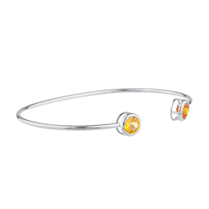 14Kt Gold Orange & Yellow Citrine Round Bezel Bangle Bracelet