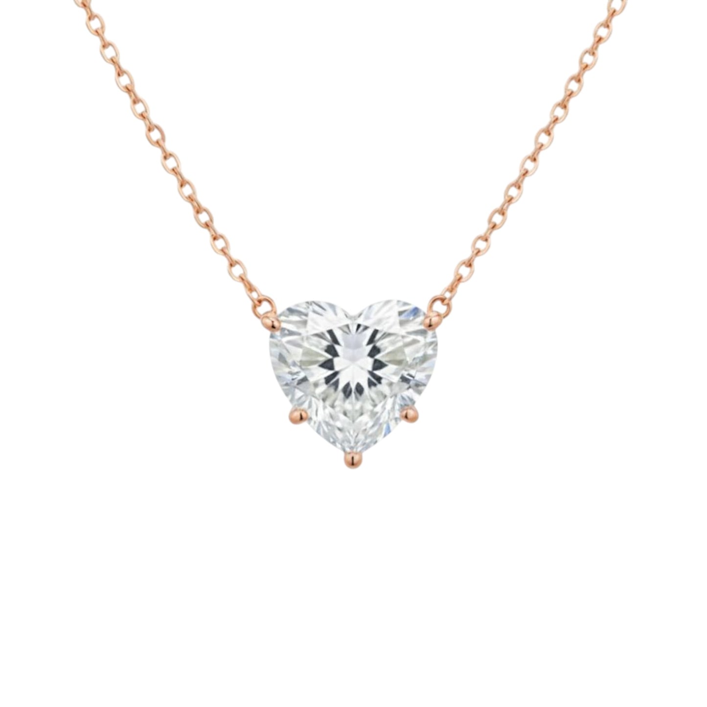 14Kt Gold 3 Ct IGI Certified Lab Grown Diamond Heart Pendant Necklace