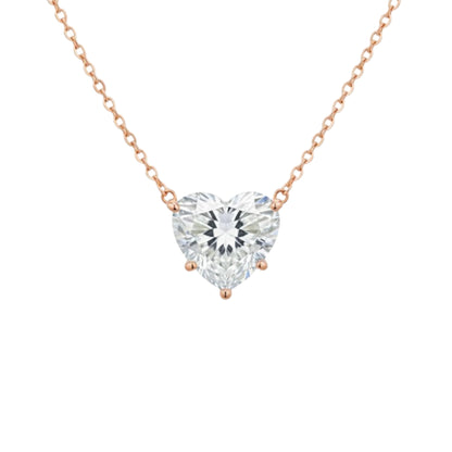 14Kt Gold 3 Ct IGI Certified Lab Grown Diamond Heart Pendant Necklace