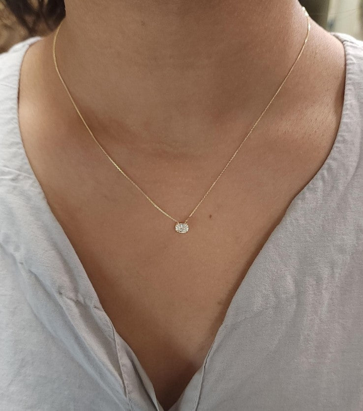 14Kt Gold 0.27 Ct Attached Lab Grown Diamond Oval East West Solitaire – Elizabeth Jewelry Inc.