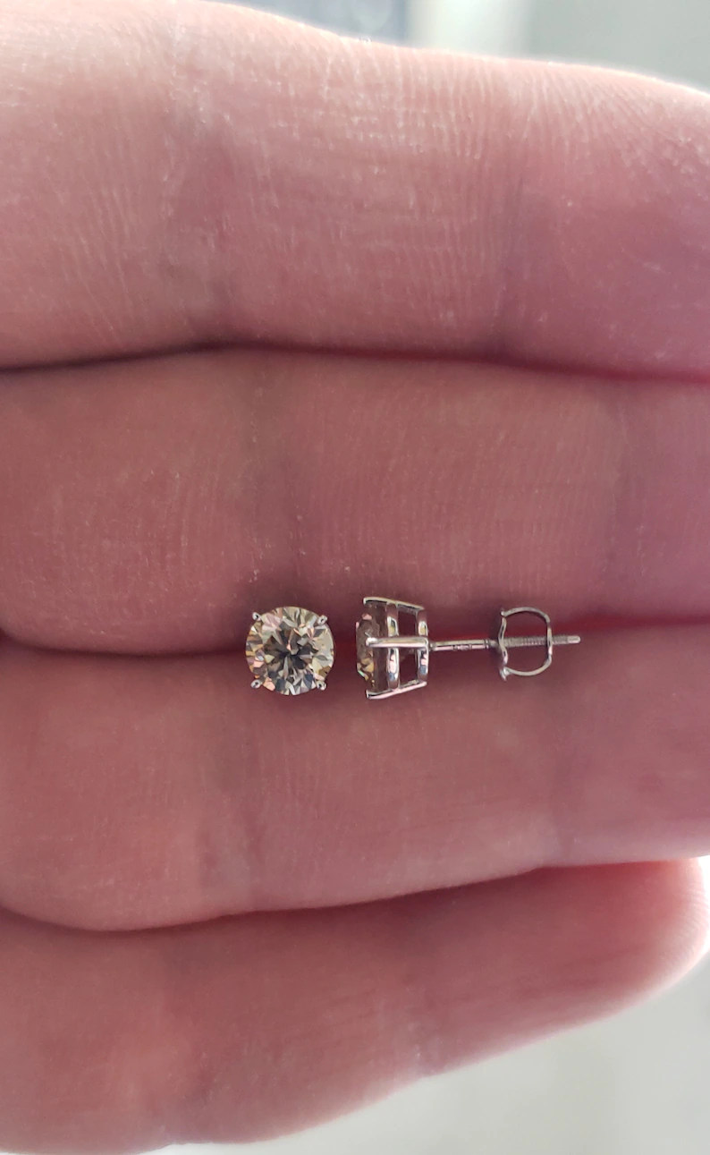 14Kt Gold 1.90 Ct Lab Grown Diamond Stud Earrings